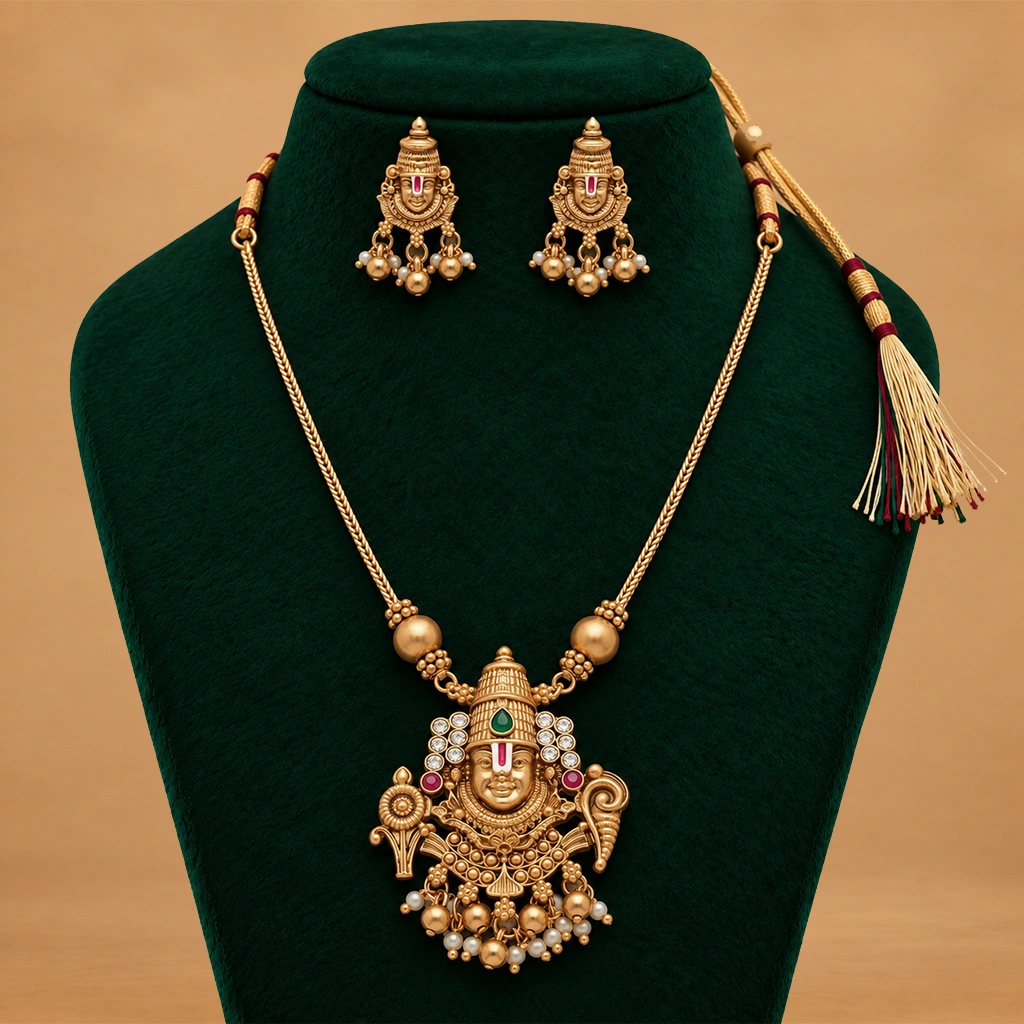 Divine Balaji Temple Pendant Set