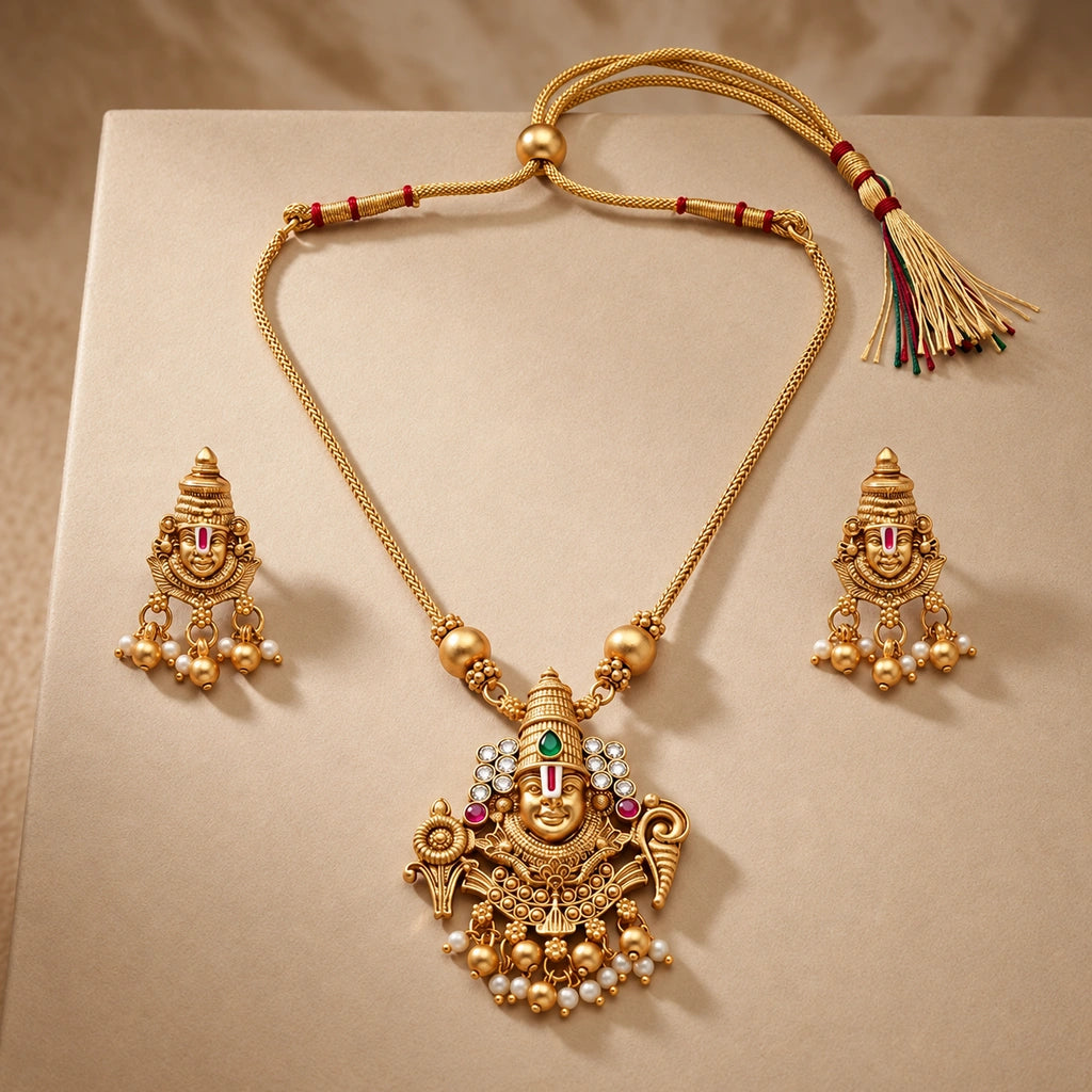 Divine Balaji Temple Pendant Set