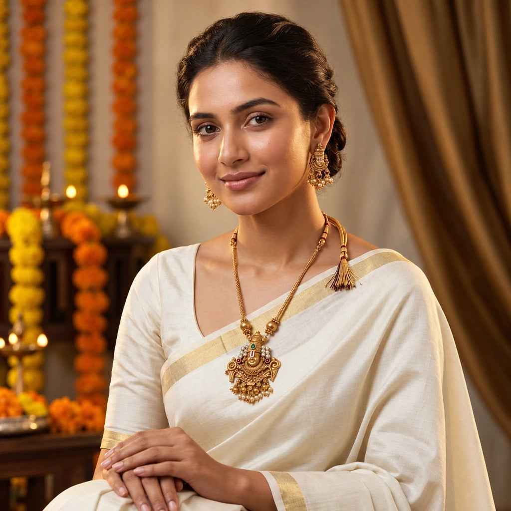 Divine Balaji Temple Pendant Set