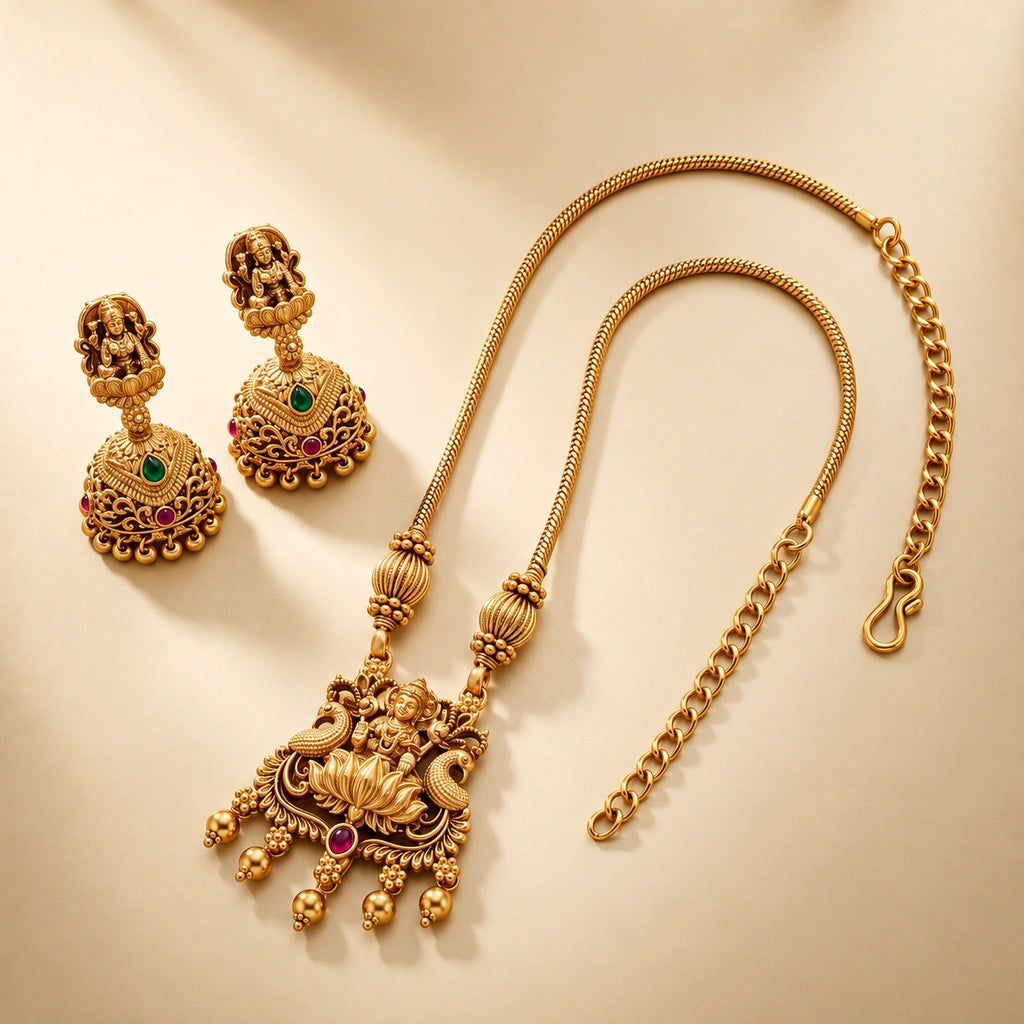 Divine Lakshmi Peacock Pendant Set