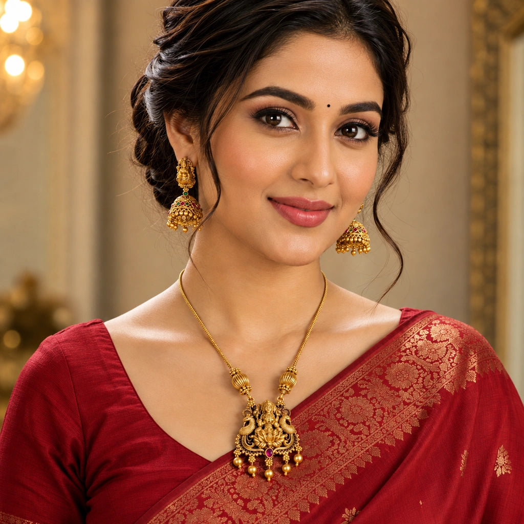Divine Lakshmi Peacock Pendant Set