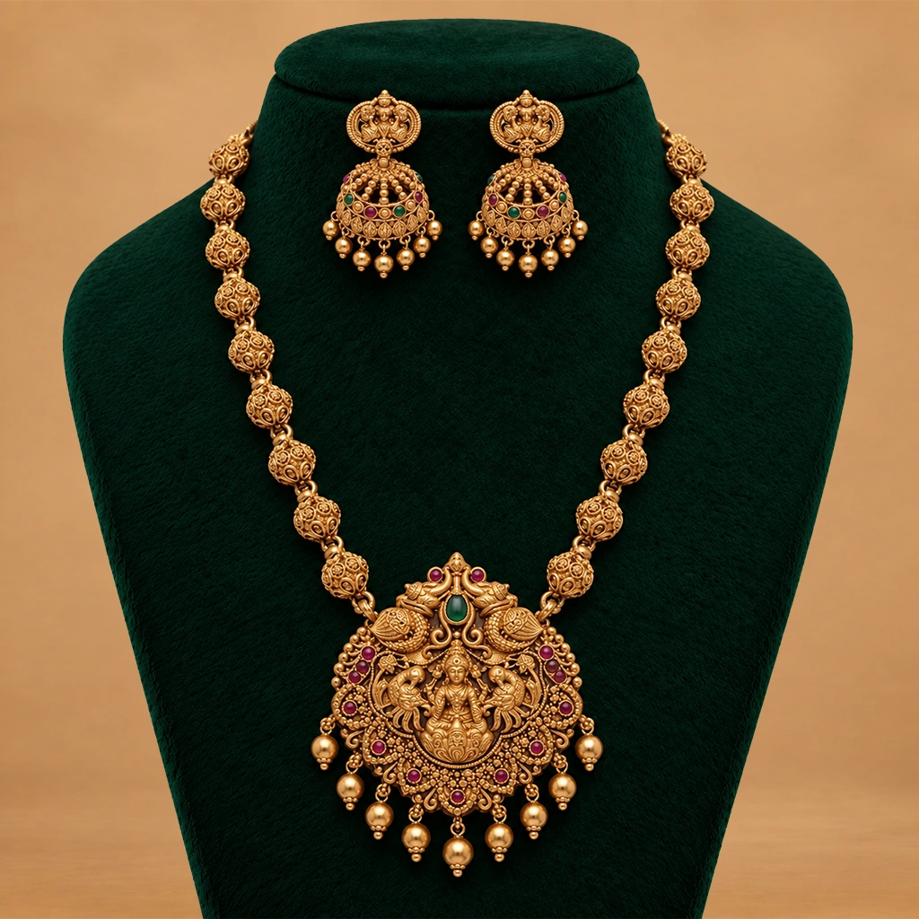 Royal Lakshmi Temple Long Haram Set