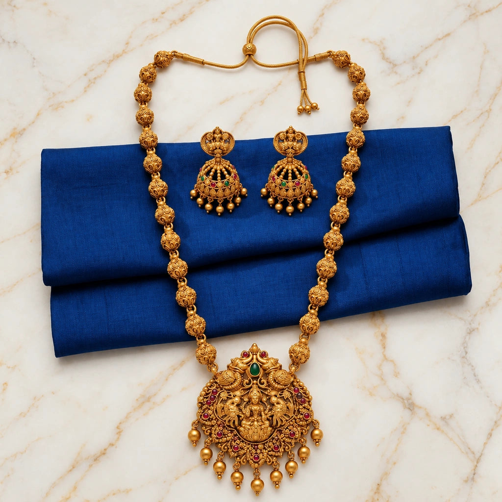 Royal Lakshmi Temple Long Haram Set