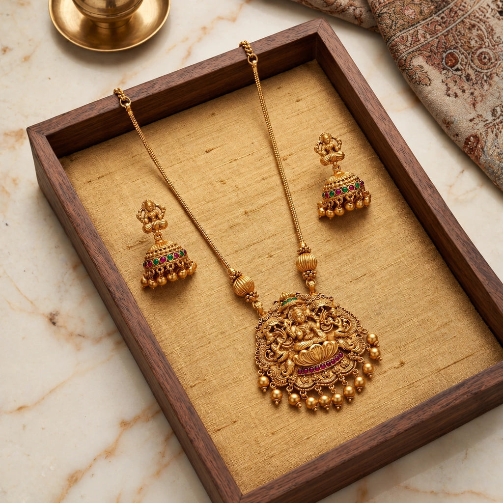Royal Lakshmi Temple Pendant Set