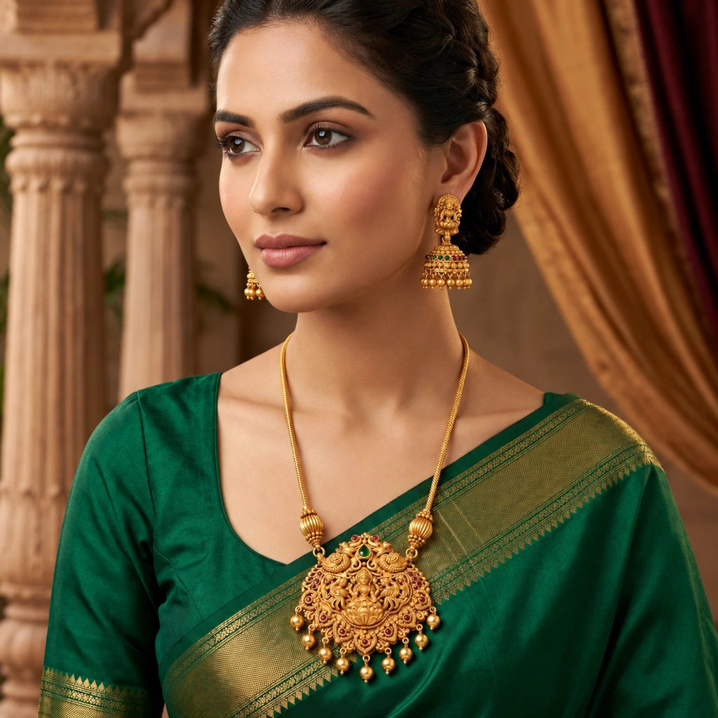 Divine Lakshmi Peacock Pendant Set