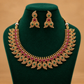 Emerald & Ruby Paisley Necklace Set with Matching Earrings