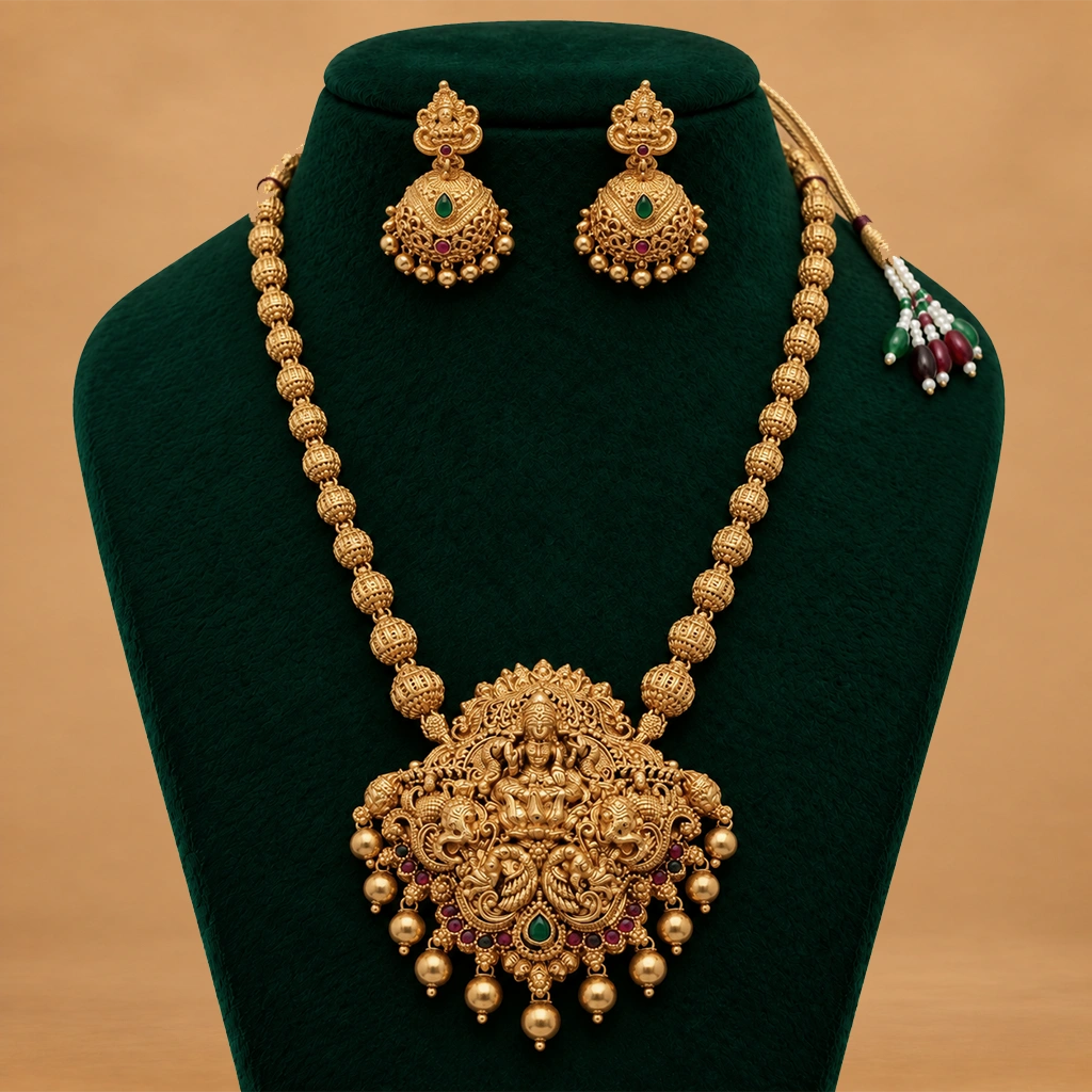 Divine Lakshmi Temple Long Haram Set