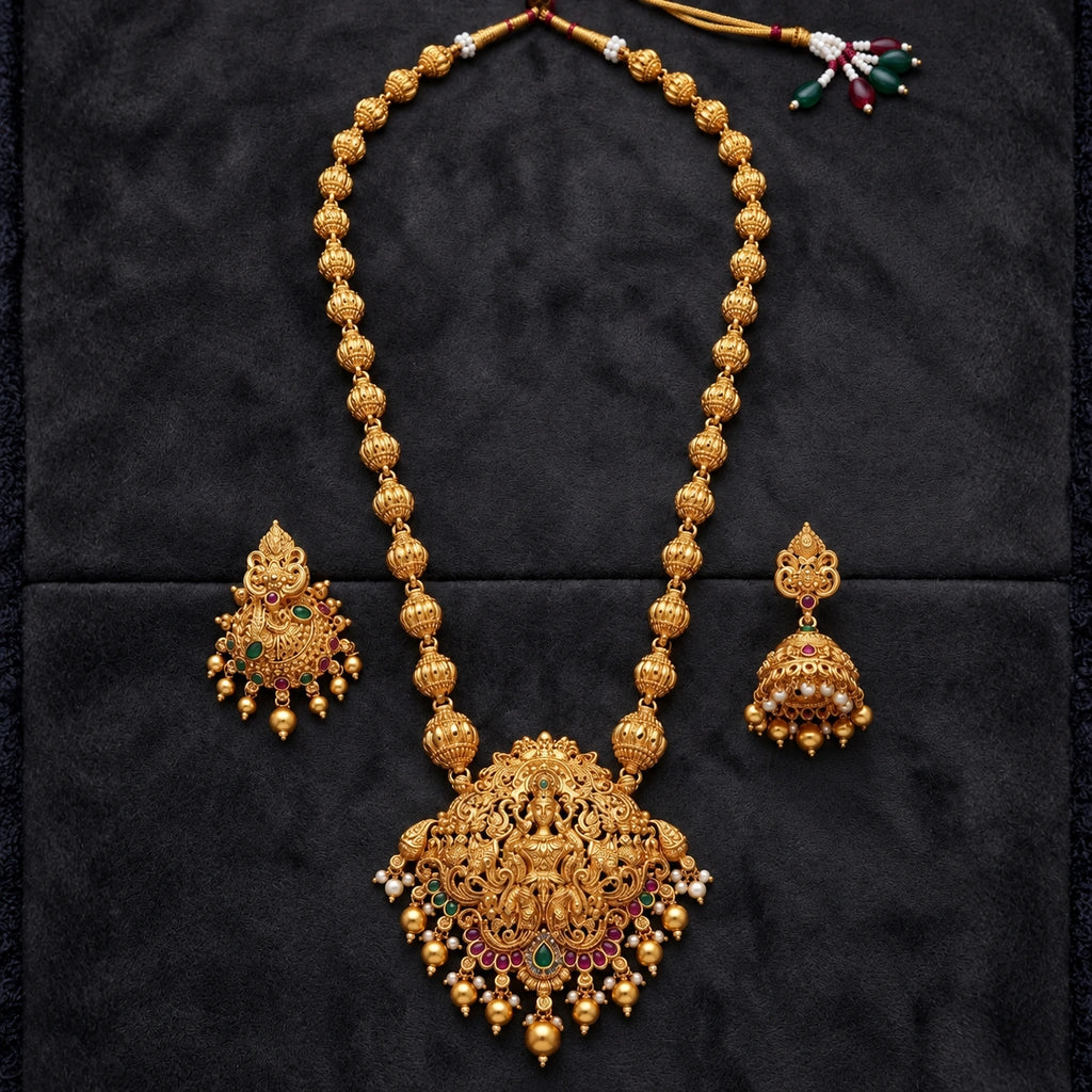 Divine Lakshmi Temple Long Haram Set