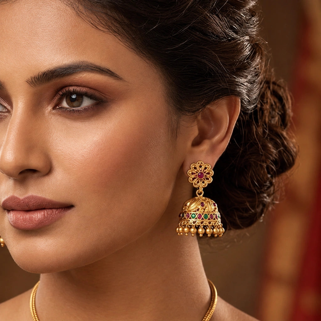 Royal Floral Jhumka Pendant Set