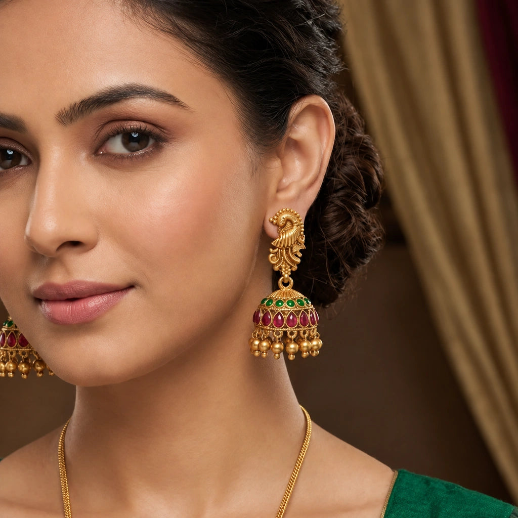 Royal Peacock Floral Pendant Set