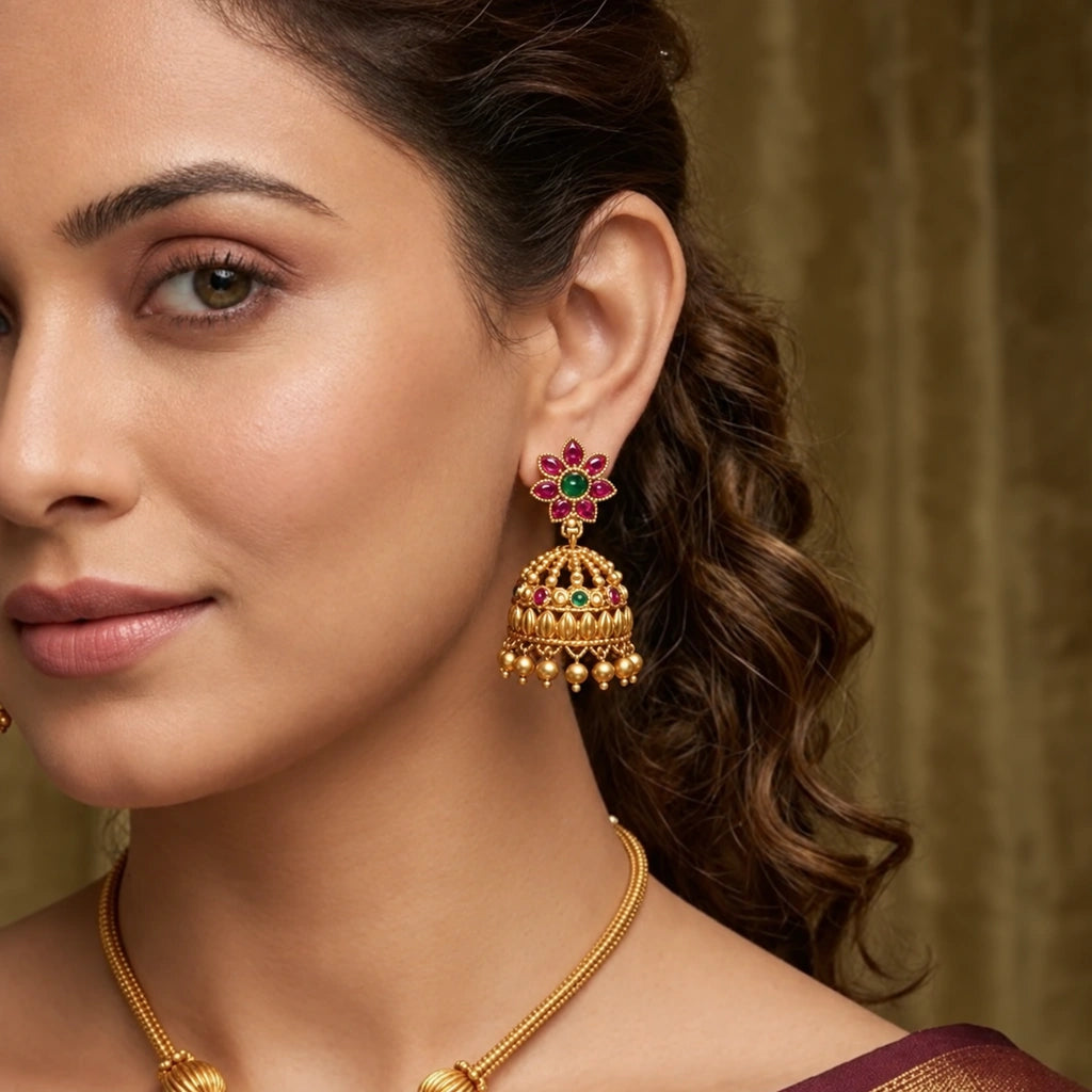 Royal Floral Temple Pendant Set