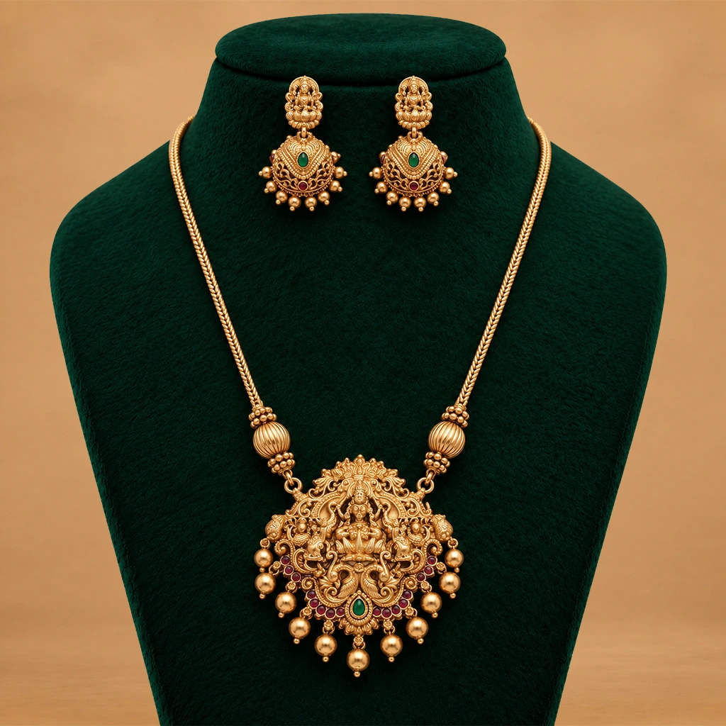 Divine Lakshmi Temple Pendant Set