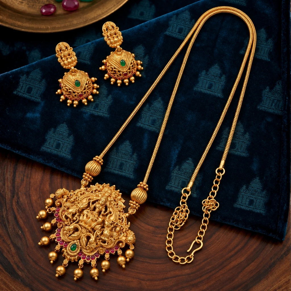 Divine Lakshmi Temple Pendant Set