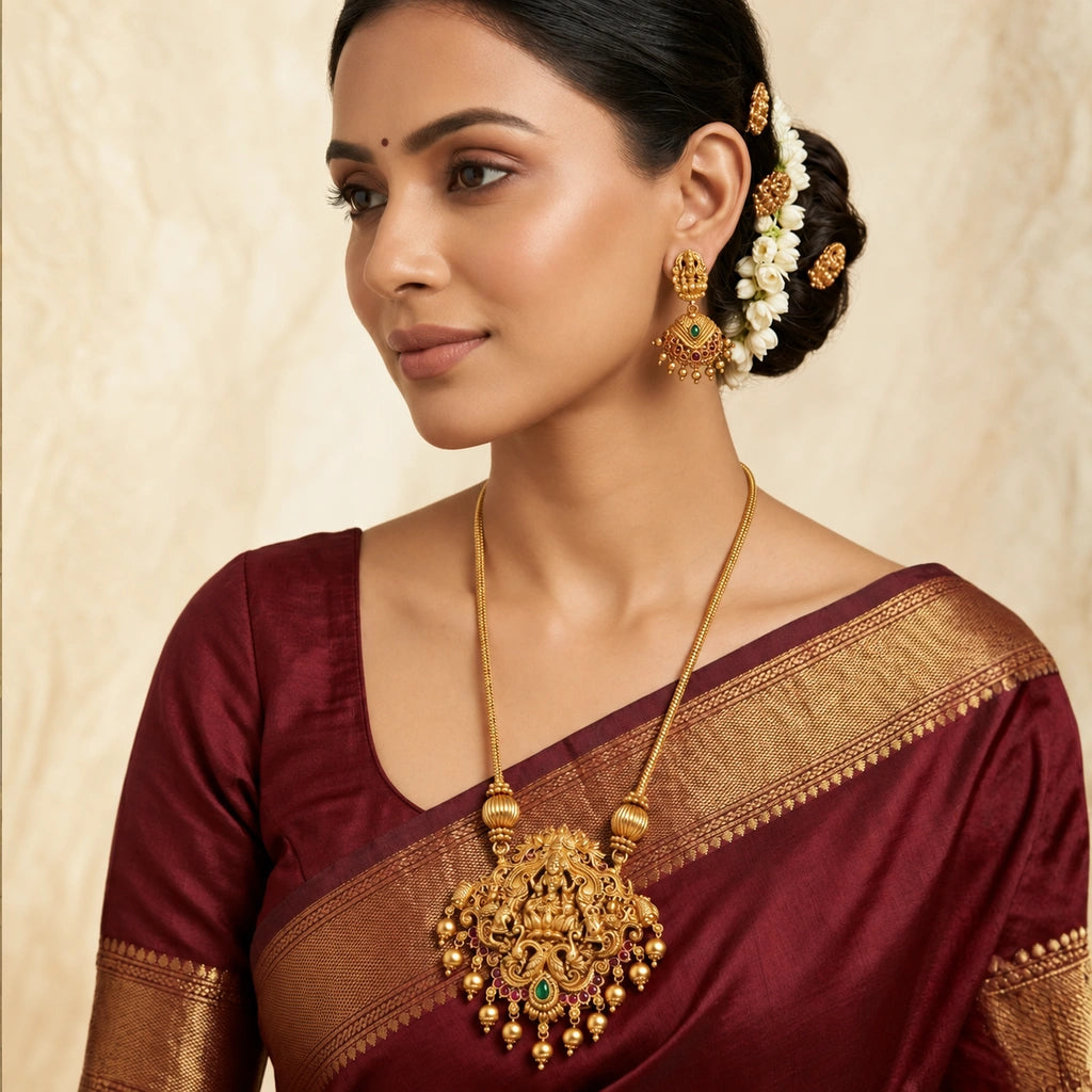 Divine Lakshmi Temple Pendant Set