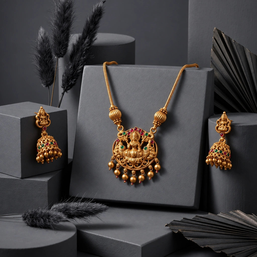 Divine Lakshmi Temple Pendant Set