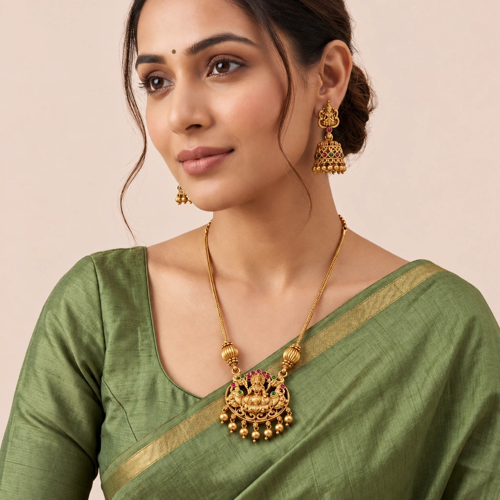 Divine Lakshmi Temple Pendant Set