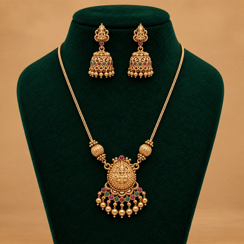 Divine Ganesha Temple Pendant Set