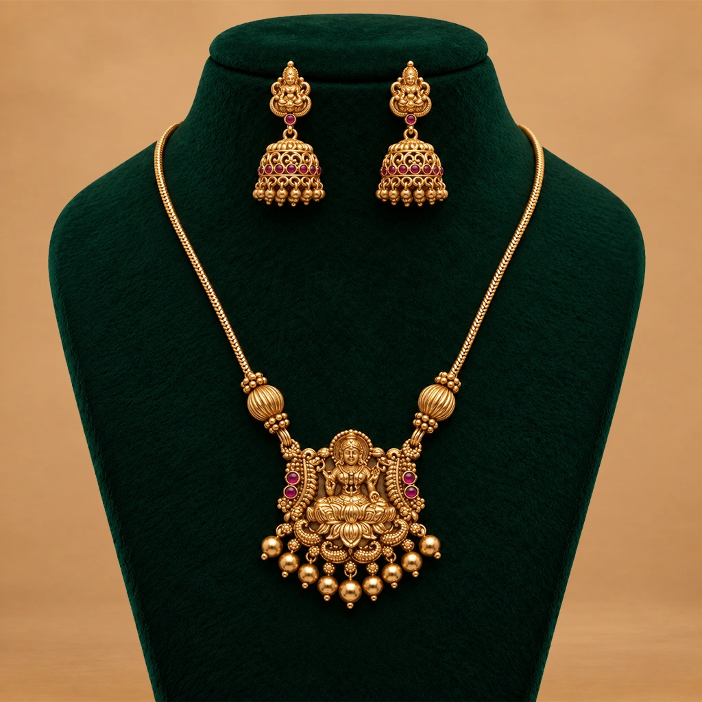 Divine Lakshmi Temple Pendant Set