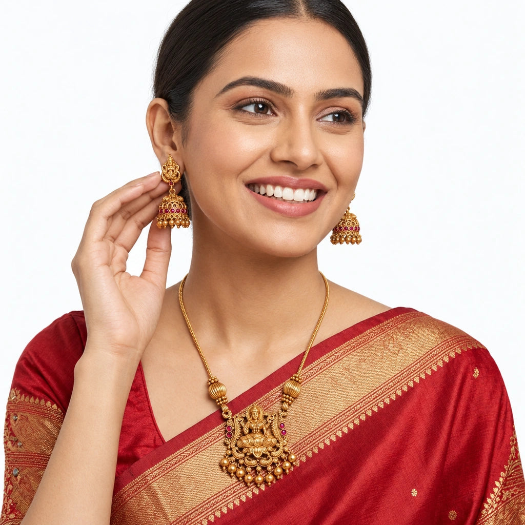Divine Lakshmi Temple Pendant Set