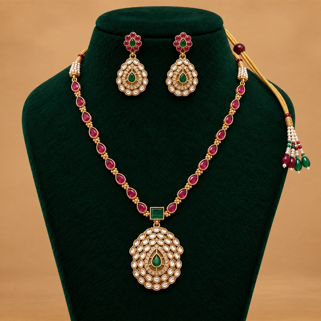 Royal Emerald & Ruby Pendant Set