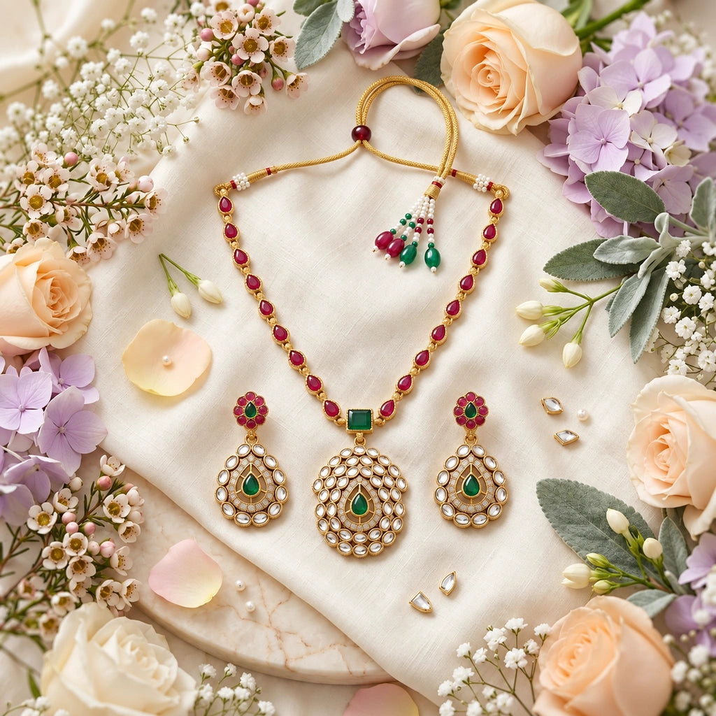 Royal Emerald & Ruby Pendant Set