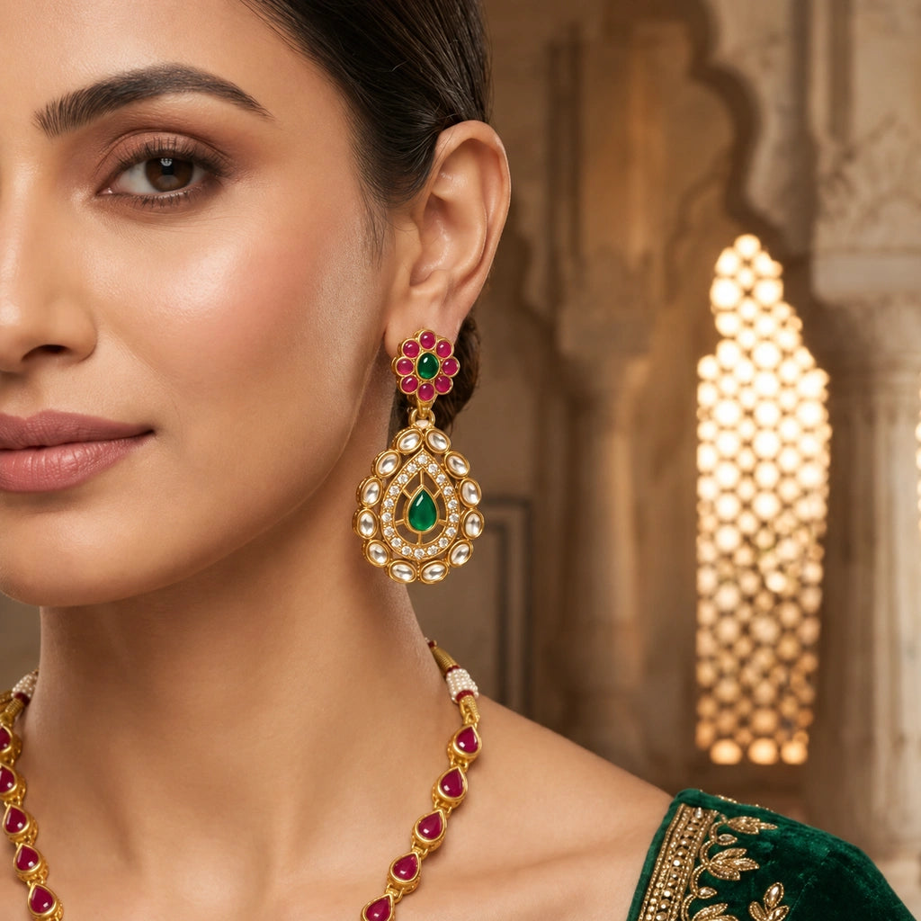 Royal Emerald & Ruby Pendant Set