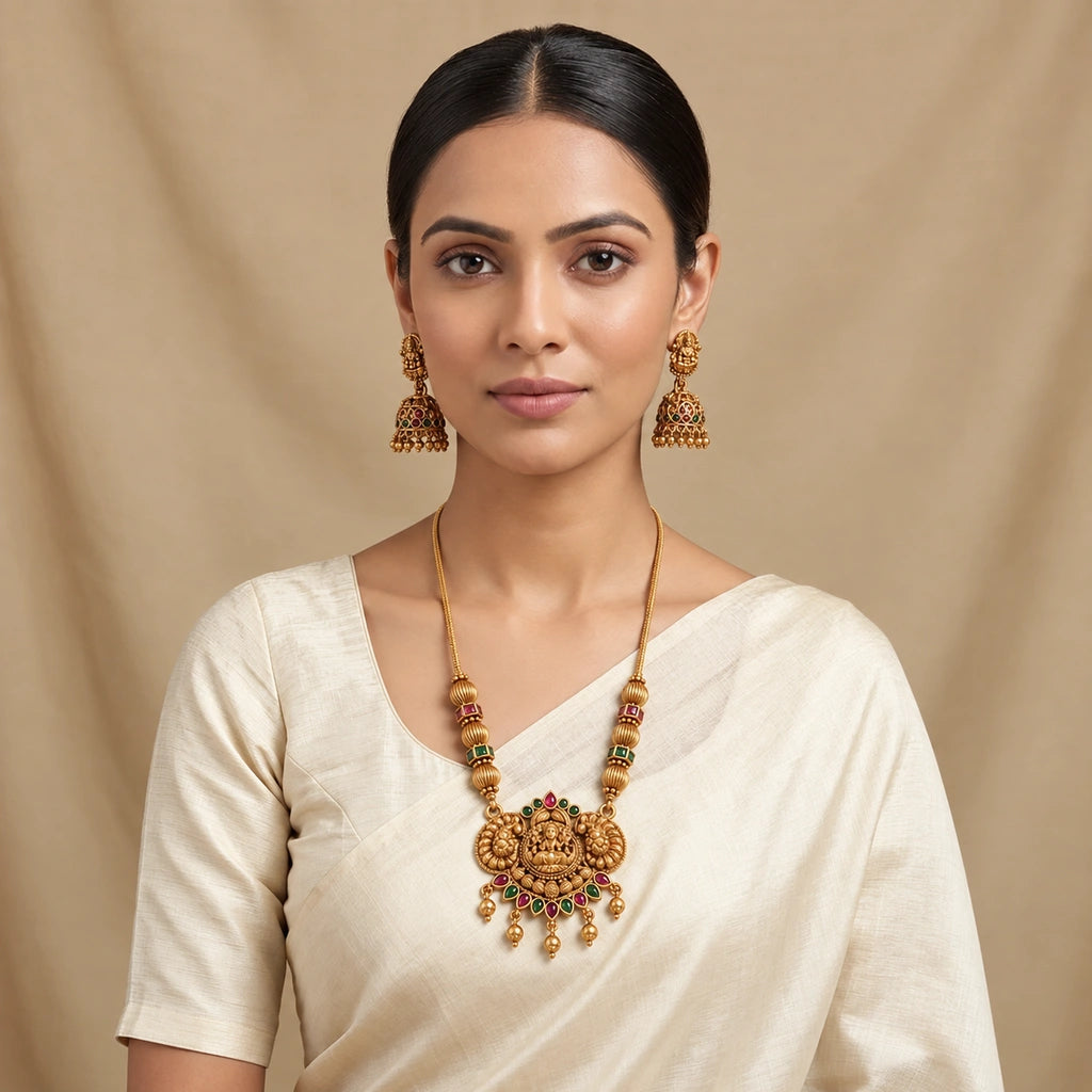 Divine Lakshmi Peacock Pendant Set